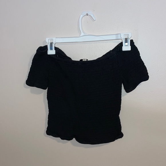 Express black bandage smocked top. Cropped - Picture 3 of 3